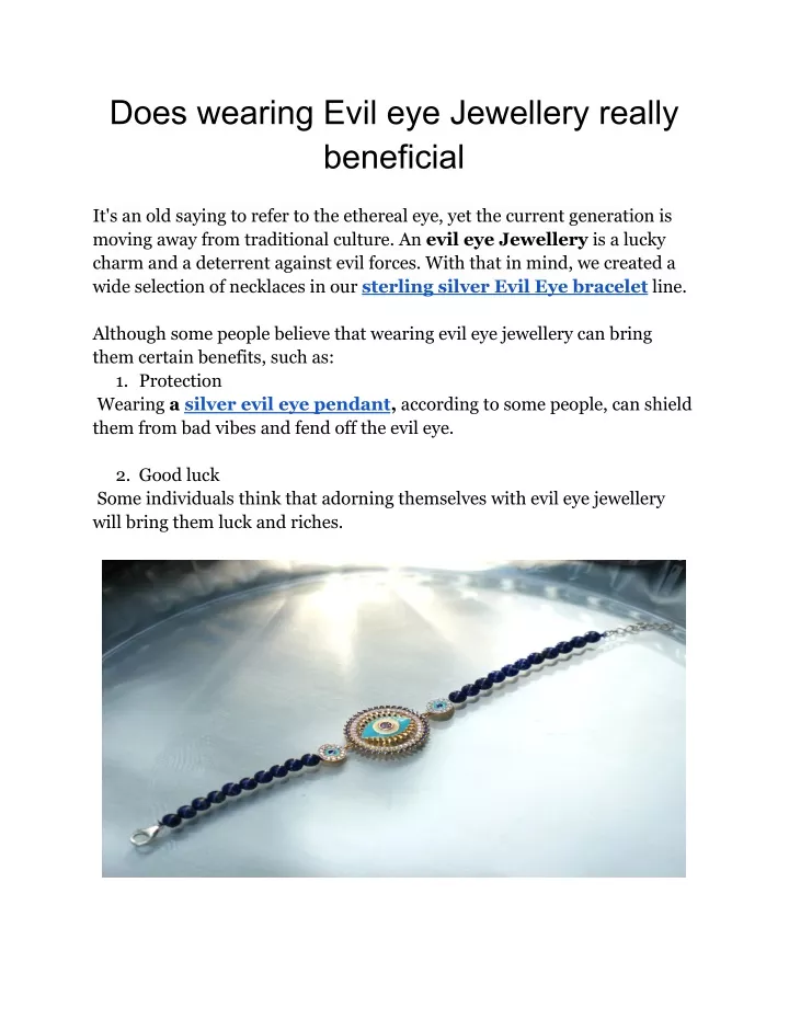 does wearing evil eye jewellery really beneficial