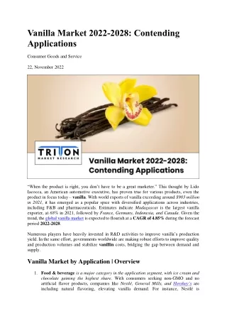 vanilla market 2022 2028 contending applications