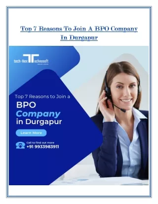 Top 7 Reasons to Join a BPO Company in Durgapur (BLOG)