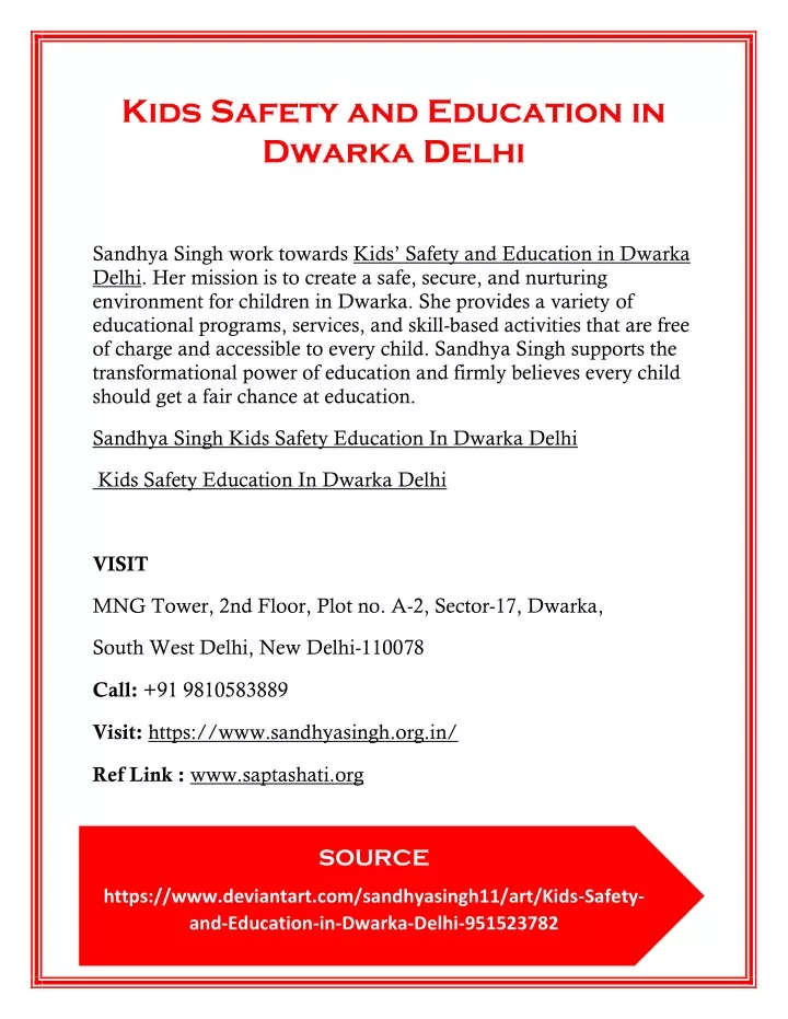 kids safety and education in dwarka delhi