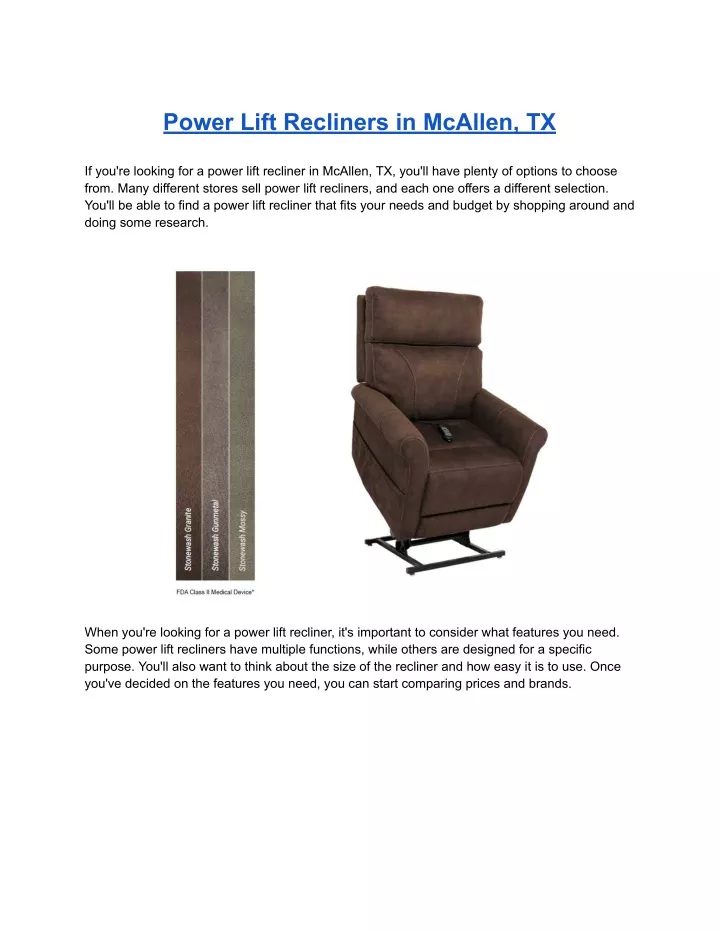 power lift recliners in mcallen tx