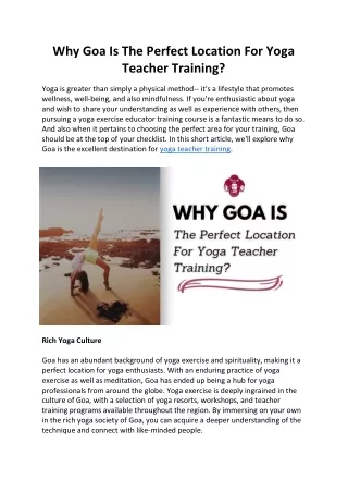 Why Goa Is The Perfect Location For Yoga Teacher Training