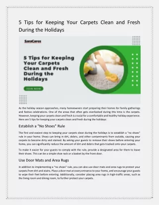 5 Tips for Keeping Your Carpets Clean and Fresh During the Holidays