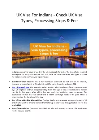 uk visa for indians check uk visa types