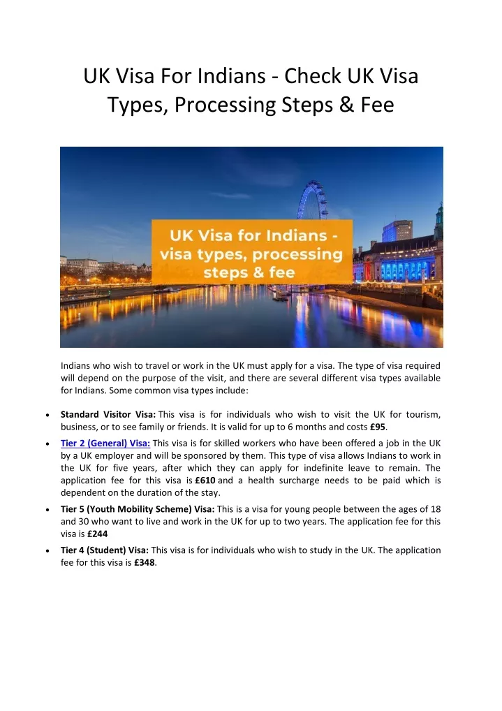 uk visa for indians check uk visa types