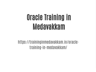 Oracle Training in Medavakkam