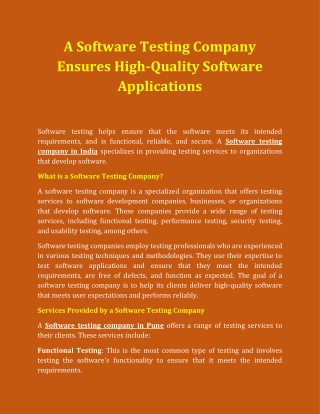 a software testing company ensures high quality