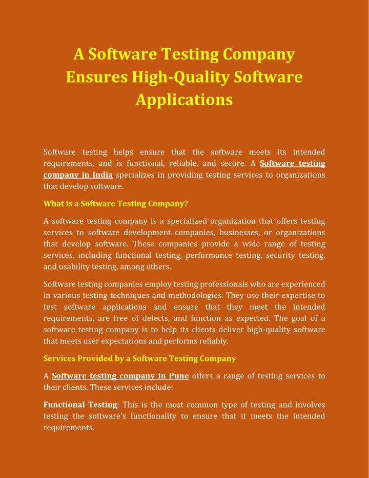 a software testing company ensures high quality