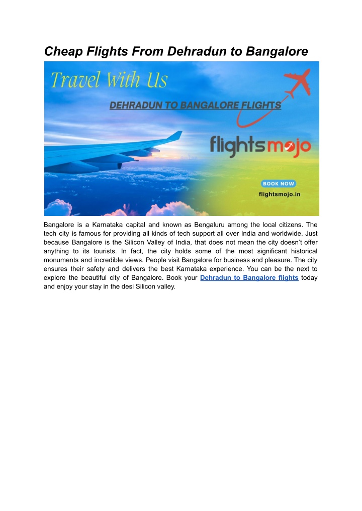 ppt-cheap-flights-from-dehradun-to-bangalore-powerpoint-presentation