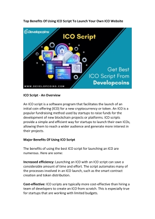 top benefits of using ico script to launch your