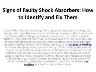 signs of faulty shock absorbers how to identify and fix them