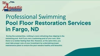 Professional Swimming Pool Floor Restoration Services in Fargo, ND