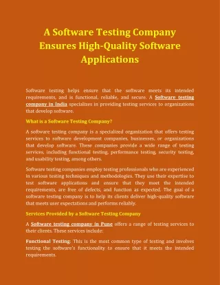 a software testing company ensures high quality