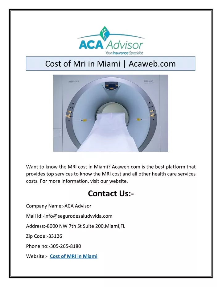 cost of mri in miami acaweb com