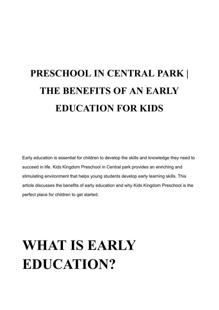 preschool in central park