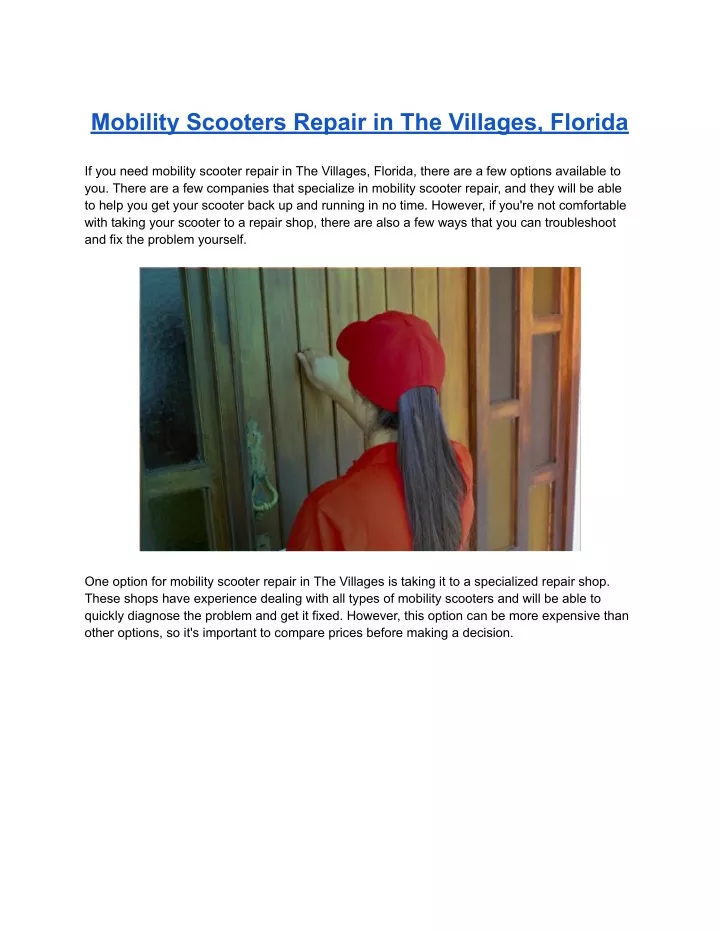 mobility scooters repair in the villages florida