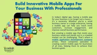 build innovative mobile apps for your business with professionals