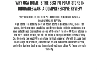 why oga home is the best pu foam store