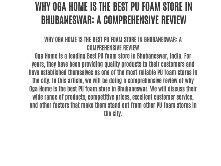 why oga home is the best pu foam store