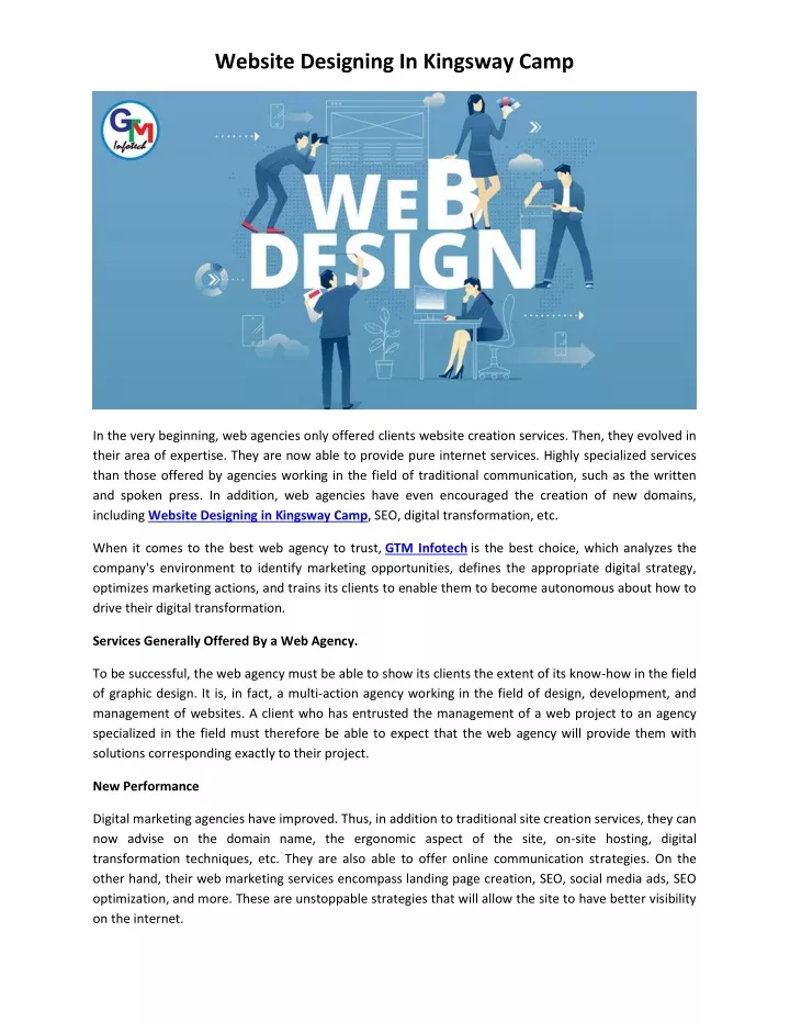 website designing in kingsway camp