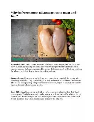 why is frozen meat advantageous to meat and fish
