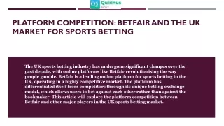 Platform competition Betfair and the UK market for sports betting