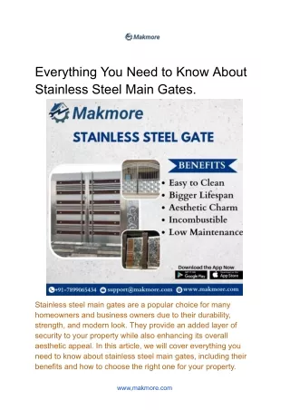 Everything You Need to Know About Stainless Steel Main Gates