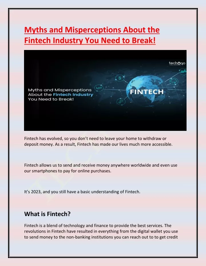 myths and misperceptions about the fintech