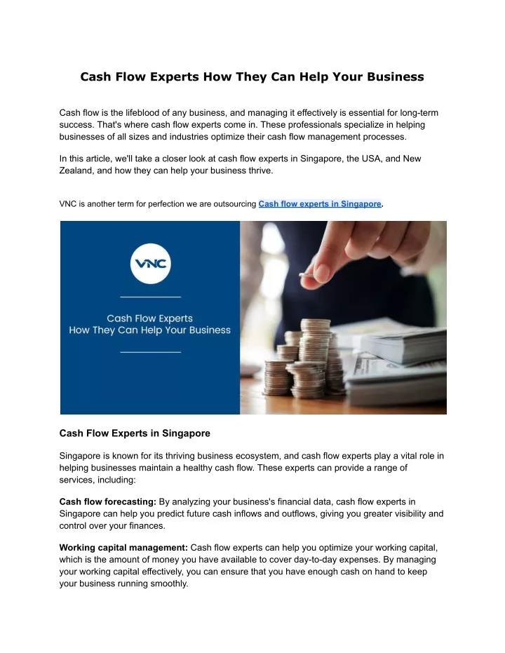 cash flow experts how they can help your business