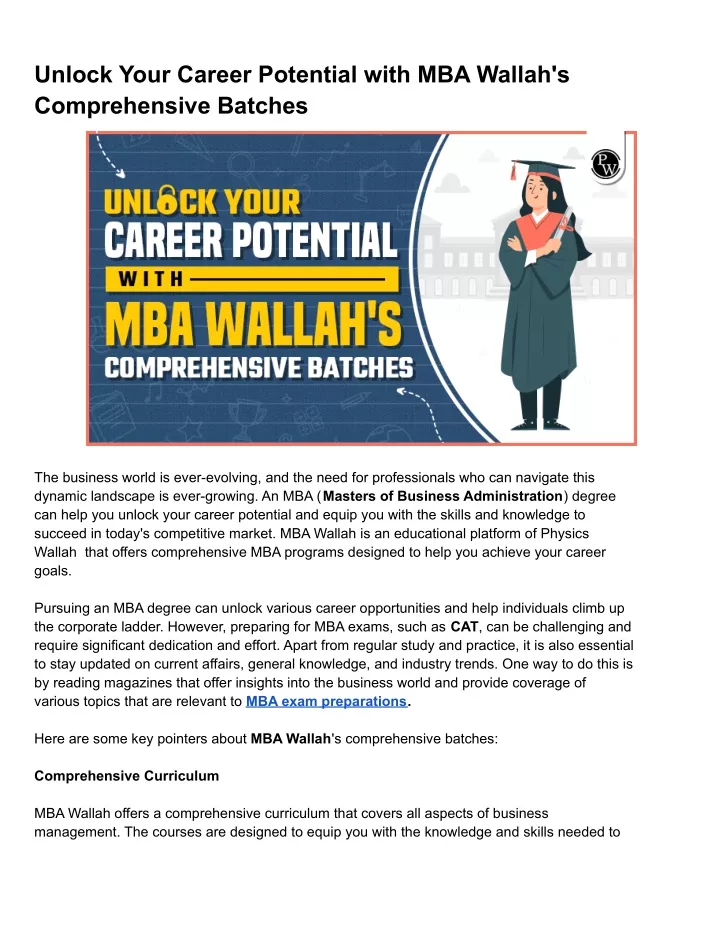 unlock your career potential with mba wallah