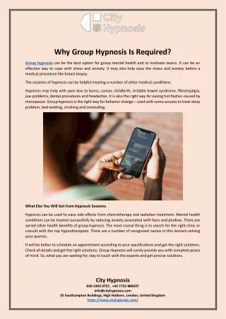 Why Group Hypnosis Is Required