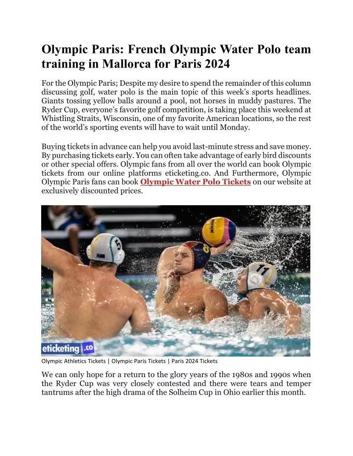 PPT Olympic Paris French Olympic Water Polo team training in Mallorca for Paris 2024