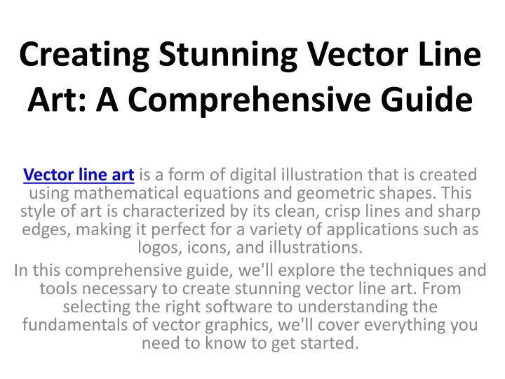 creating stunning vector line art a comprehensive guide