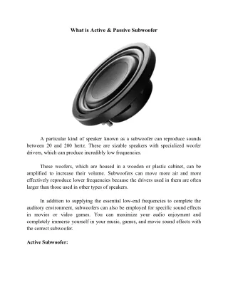 what is active passive subwoofer