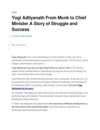 people yogi adityanath from monk to chief