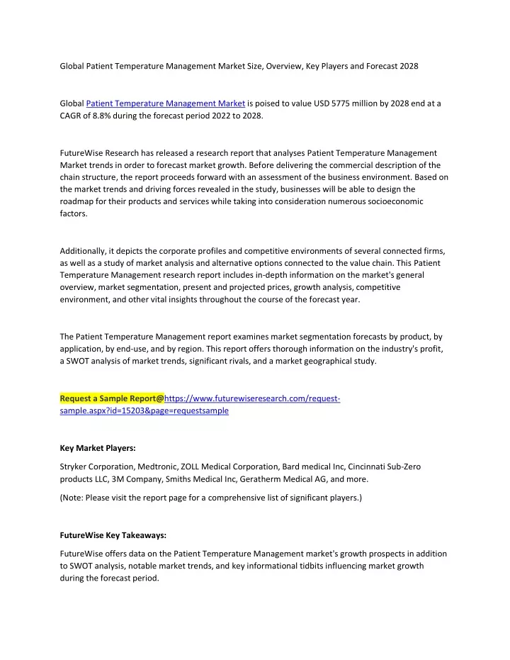 global patient temperature management market size