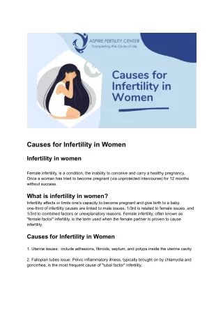 Causes for Infertility in Women