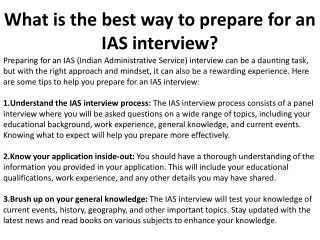 what is the best way to prepare for an ias interview