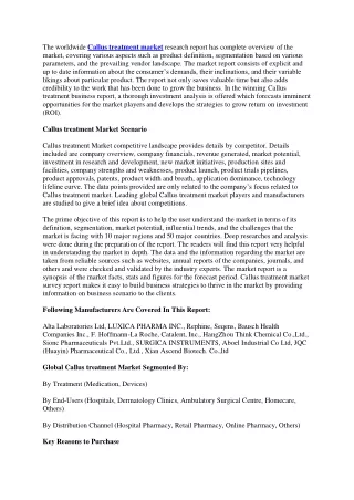 the worldwide callus treatment market research