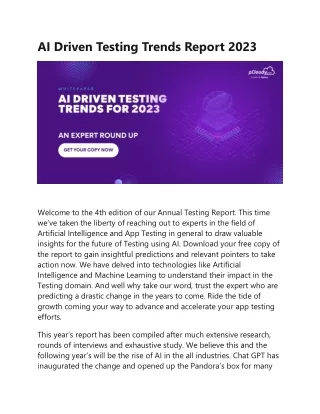 AI Driven Testing Trends Report 2023