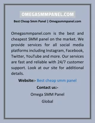 Best Cheap Smm Panel  Omegasmmpanel