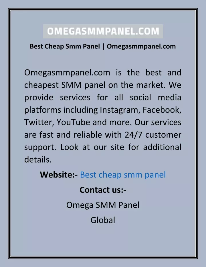 best cheap smm panel omegasmmpanel com