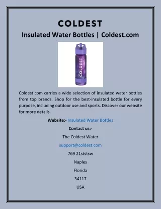 insulated water bottles coldest com