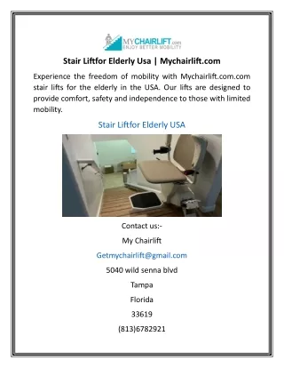 Stair Liftfor Elderly Usa | Mychairlift.com