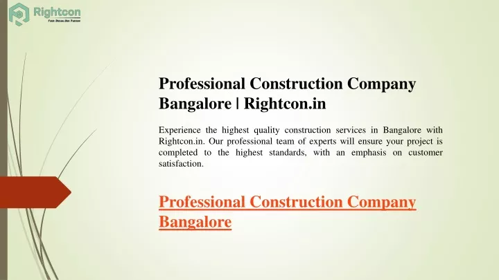 professional construction company bangalore