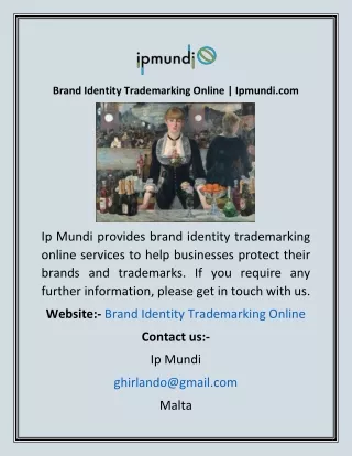 Brand Identity Trademarking Online  Ipmundi