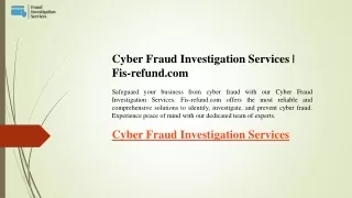 cyber fraud investigation services fis refund