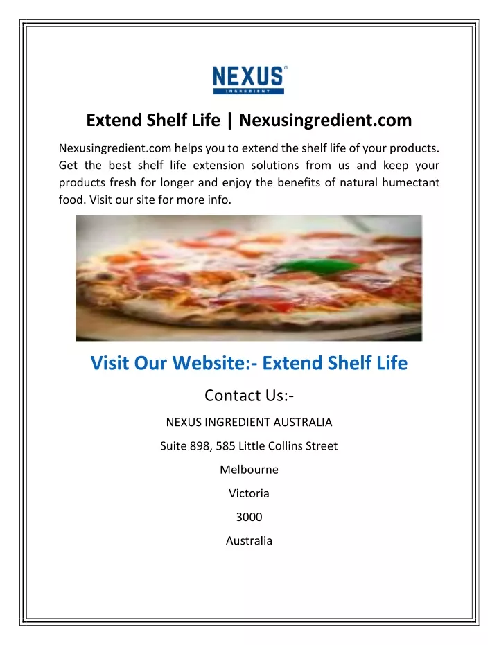 extend shelf life nexusingredient com