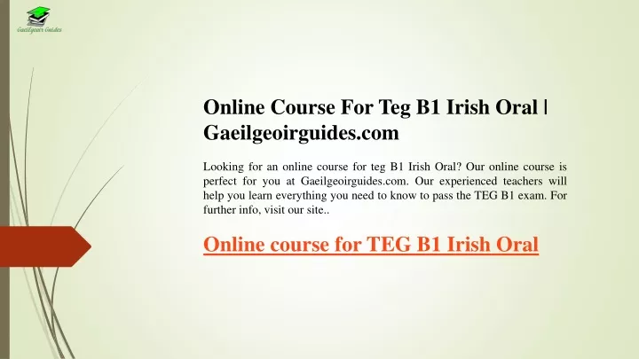 online course for teg b1 irish oral