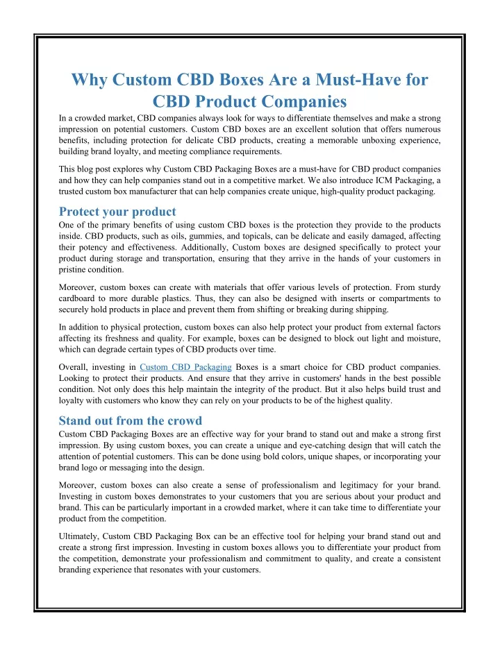 why custom cbd boxes are a must have